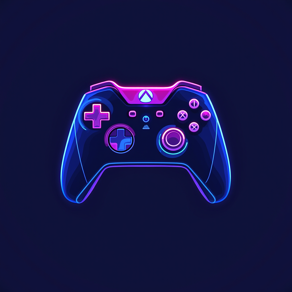 GameLingo logo featuring stylized gaming controller with neon blue and magenta accents in pixel art style