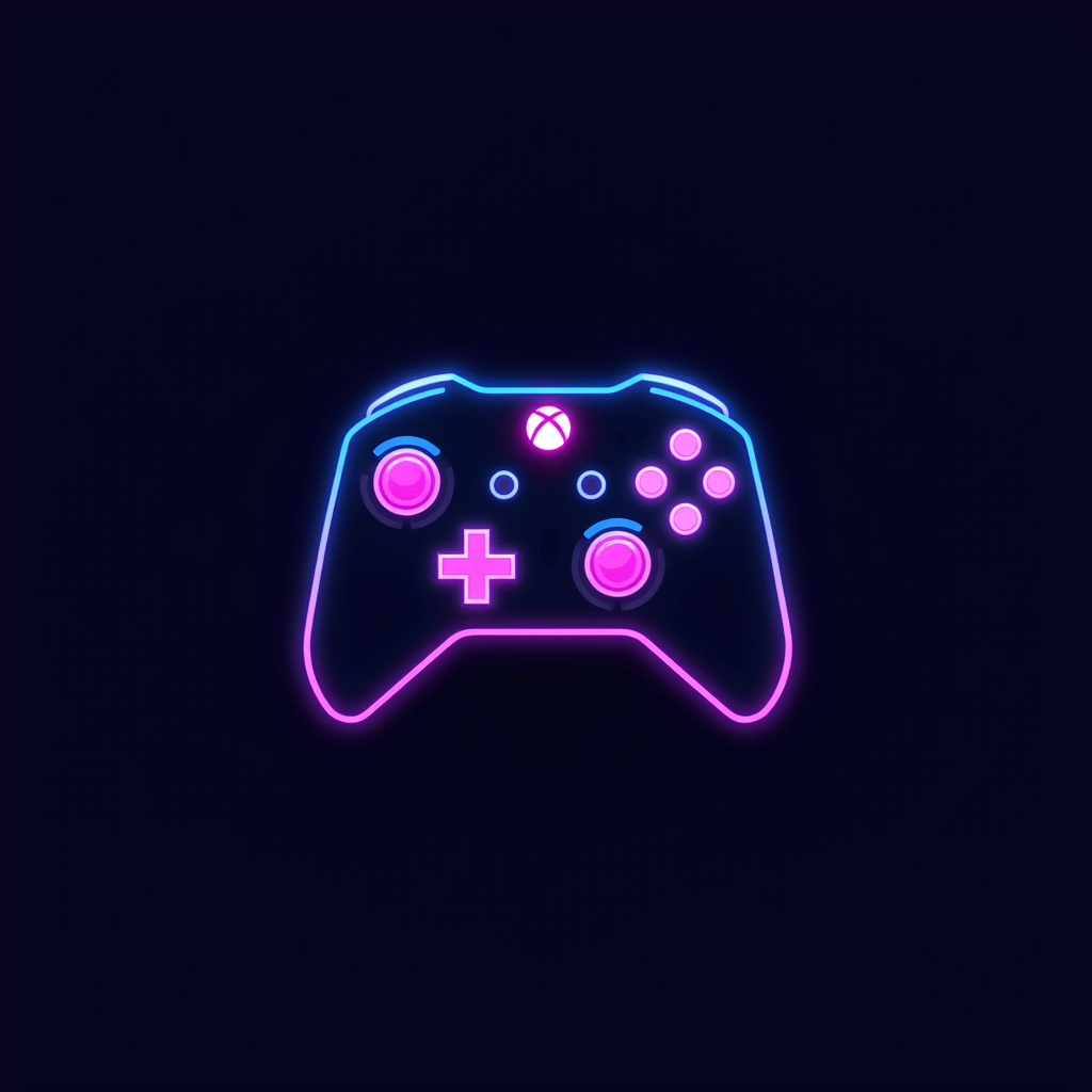 GameLingo logo featuring stylized gaming controller with neon blue and magenta accents in pixel art style