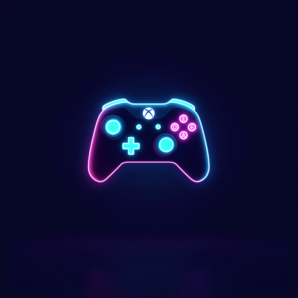 GameLingo logo featuring stylized gaming controller with neon blue and magenta accents in pixel art style