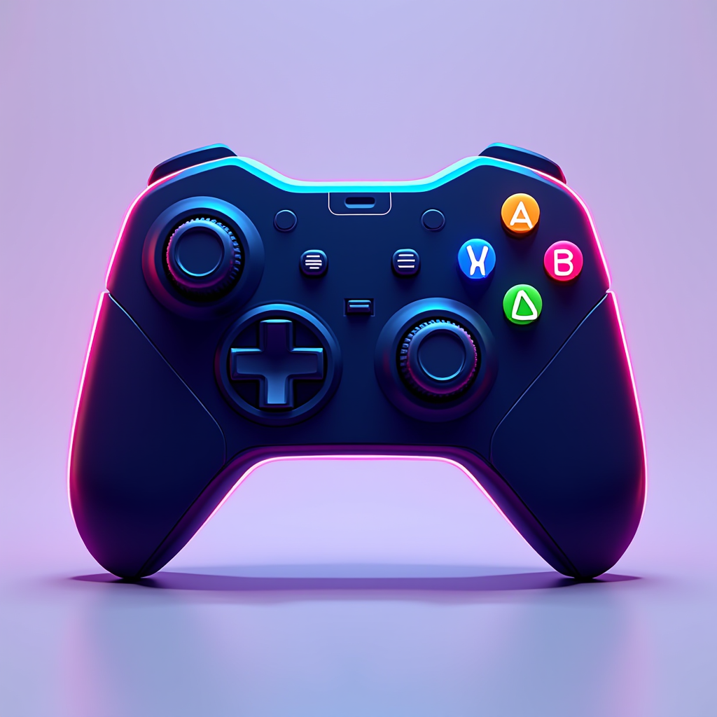 GameLingo logo featuring stylized gaming controller with neon blue and magenta accents in pixel art style