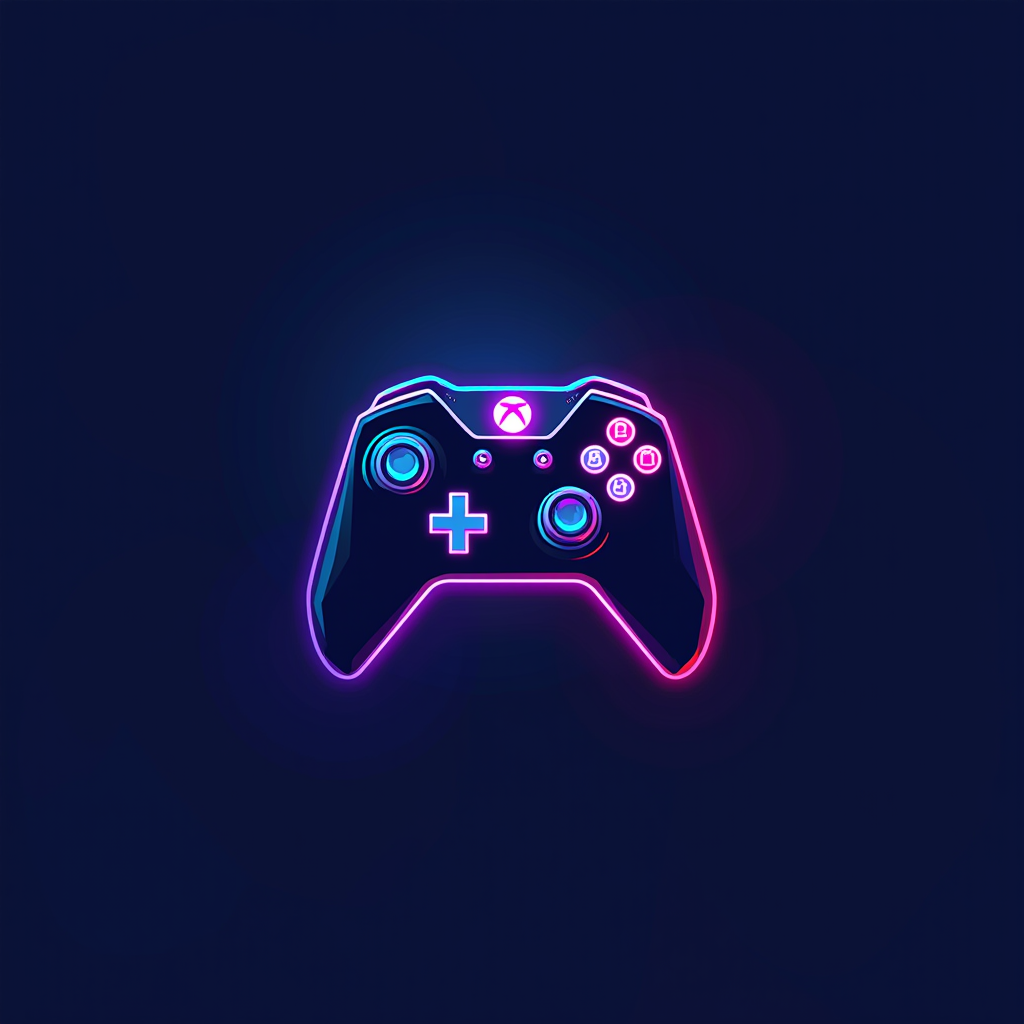 GameLingo logo featuring stylized gaming controller with neon blue and magenta accents in pixel art style