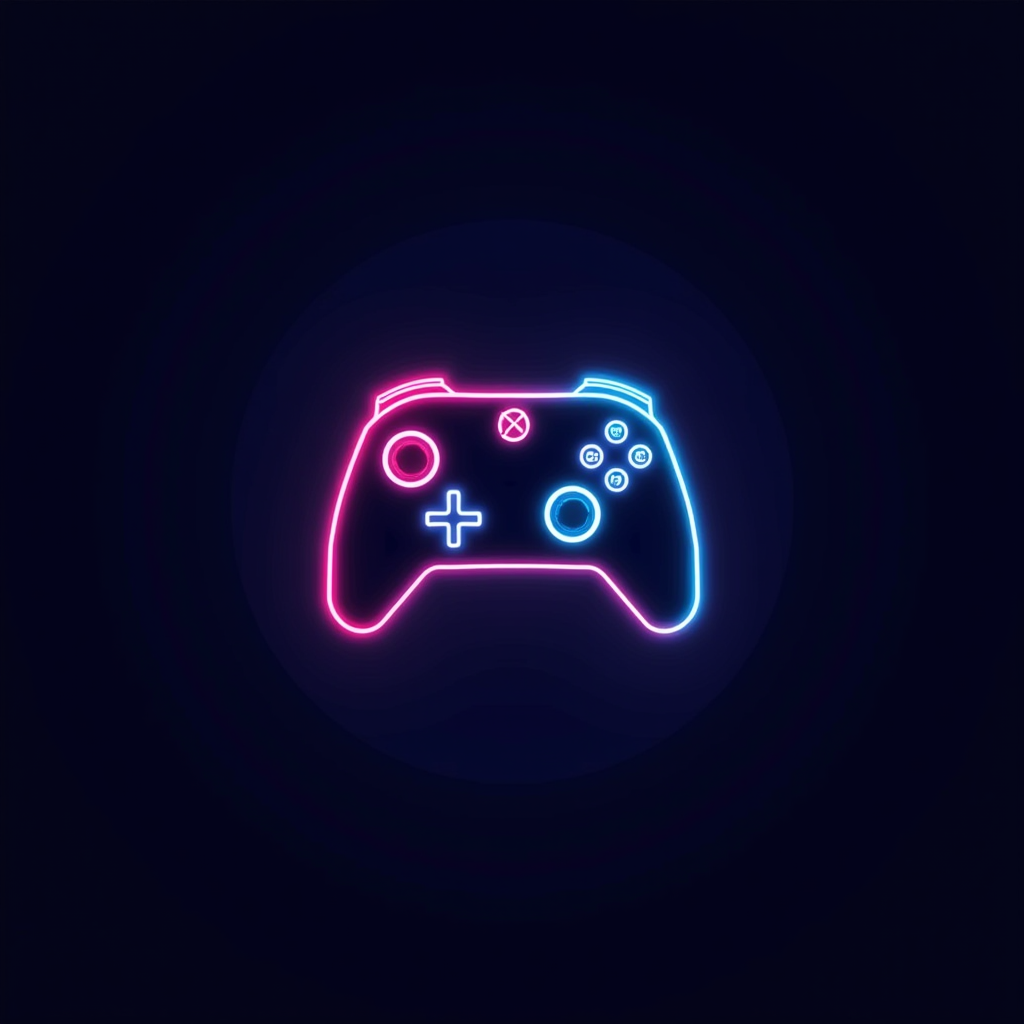 GameLingo logo featuring stylized gaming controller with neon blue and magenta accents in pixel art style