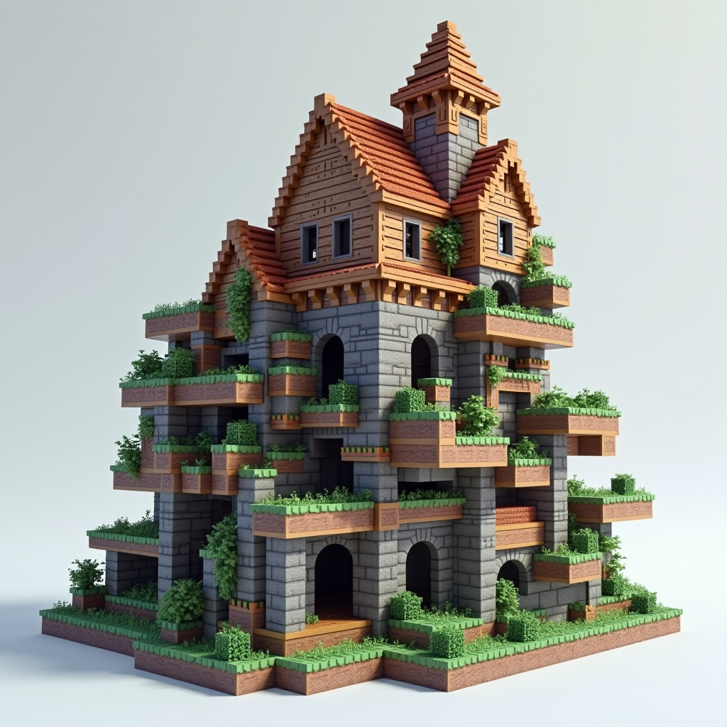 A bizarre Minecraft build featuring impossible geometry, mismatched textures, and glitched blocks creating an intentionally unsettling yet humorous structure that exemplifies cursed Minecraft aesthetics