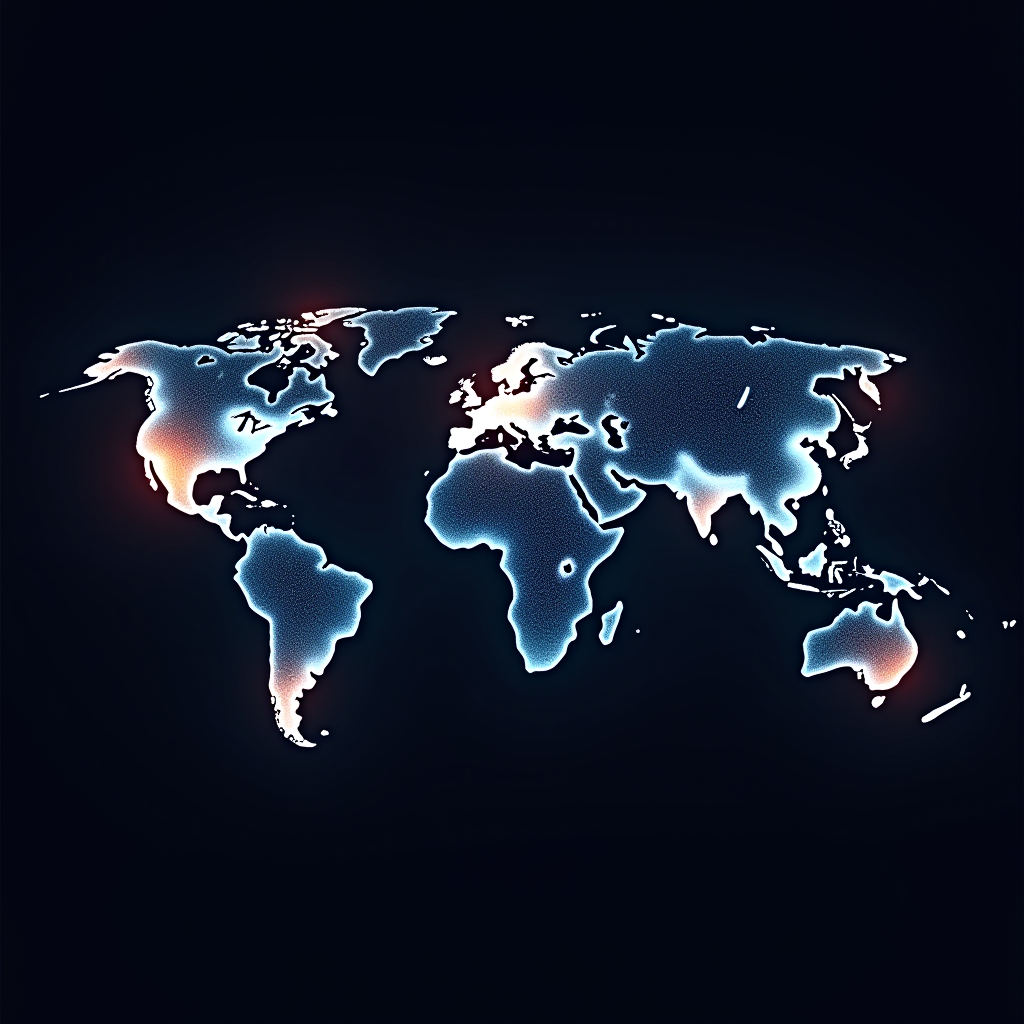 World map showing interconnected gaming communities with glowing network lines and gaming icons representing different regions